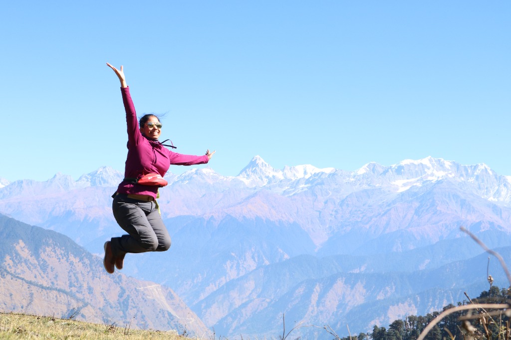 High-altitude Himalayan trek jump